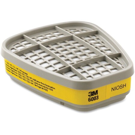 3M Organic Vapor/Acid Gas Cartridge, Gray/Yellow, PK30 MMM6003